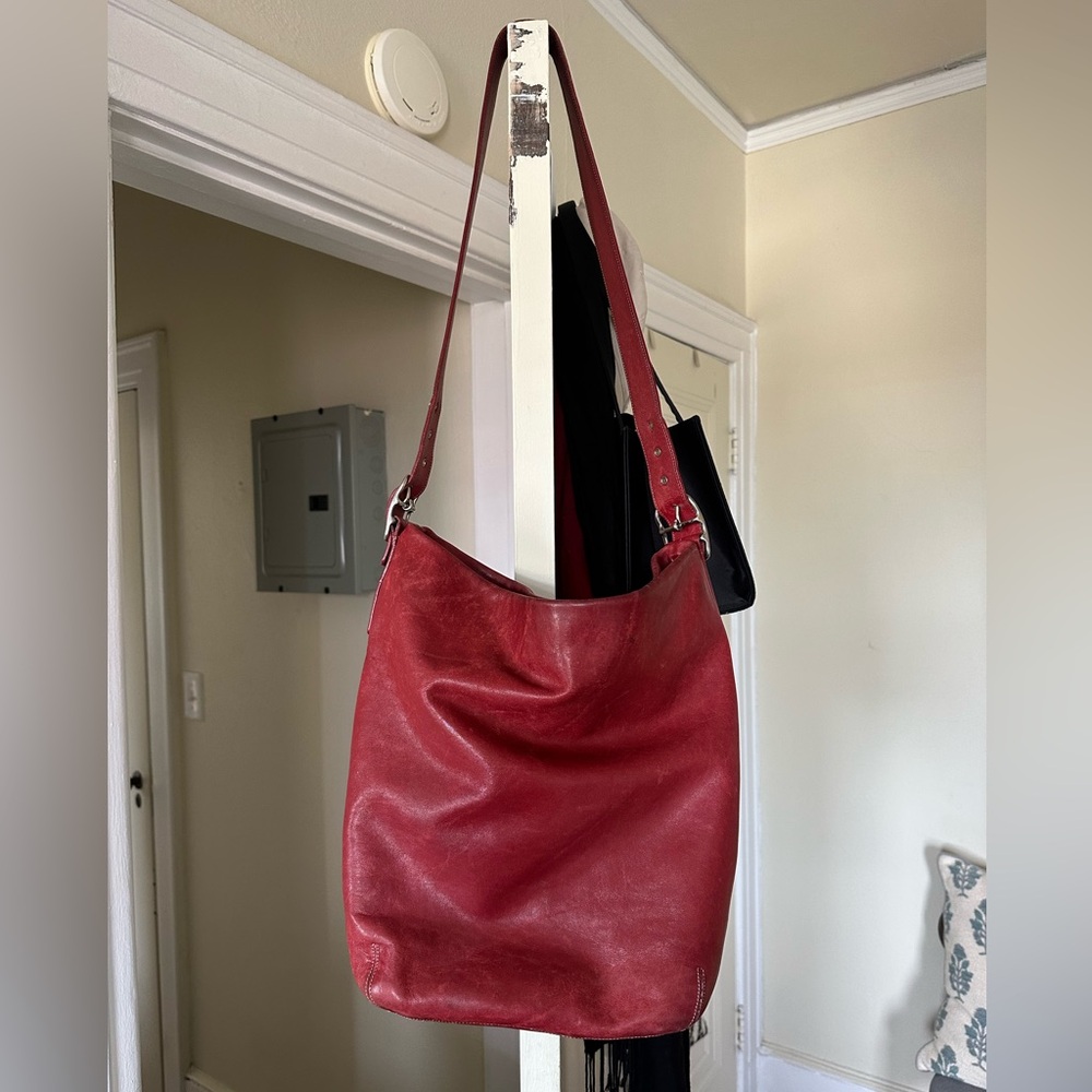 Coach Red Leather Shoulder Bag